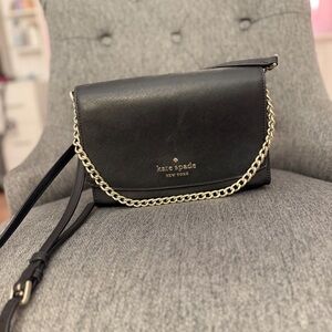 Kate Spade Black Crossbody Bag with Gold Chain